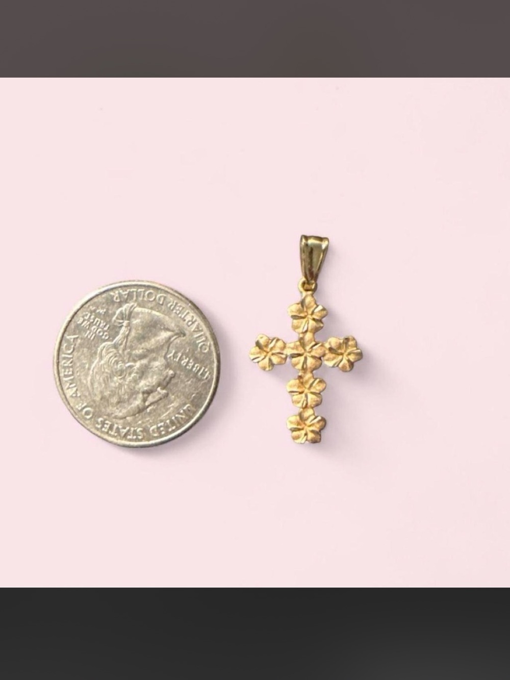 14k Gold Floral Cross Pendant - Women Jewelry